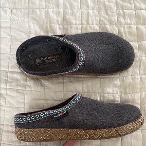 Haflinger Charcoal Wool Clogs with Cork Sole